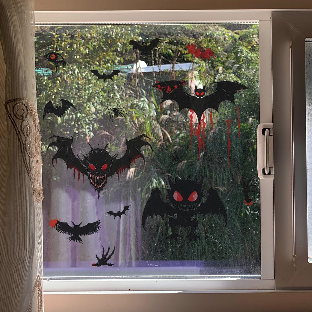 Halloween Cartoon Pumpkin Bat Home Glass Window Atmosphere Decoration Window Stickers