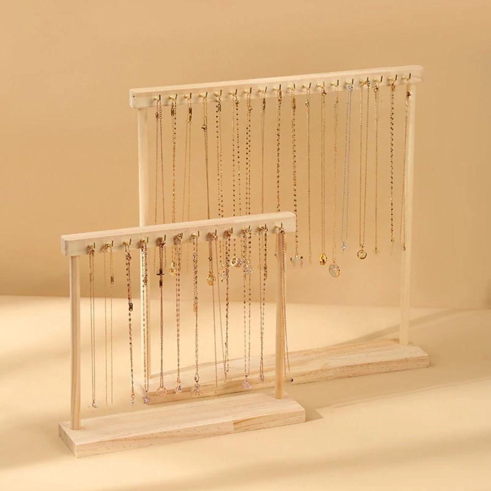 New Large Necklaces Easel Solid Wood 12/18 Hooks Jewelry Collection Rack Removable Bracelet Display Board Set Up Stalls