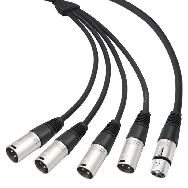 Plated 3Pin XLR Female To 4 Male Y Type Sound Splitter For Microphones Mixers Amplifiers