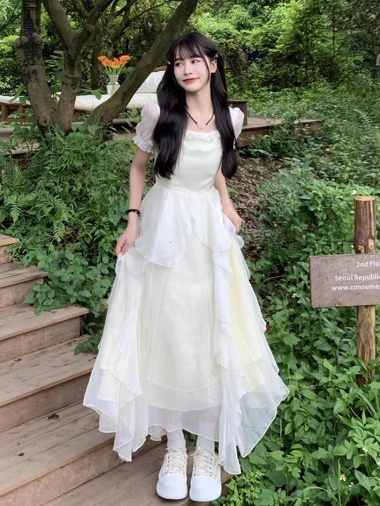 Women's Summer French Fairy Princess Dress for Seaside Vacations