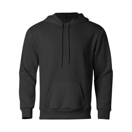 

Осень-Весна Мужская толстовка с капюшоном с большим карманом, шнурком, длинными рукавами, толстый пуловер M чёрный