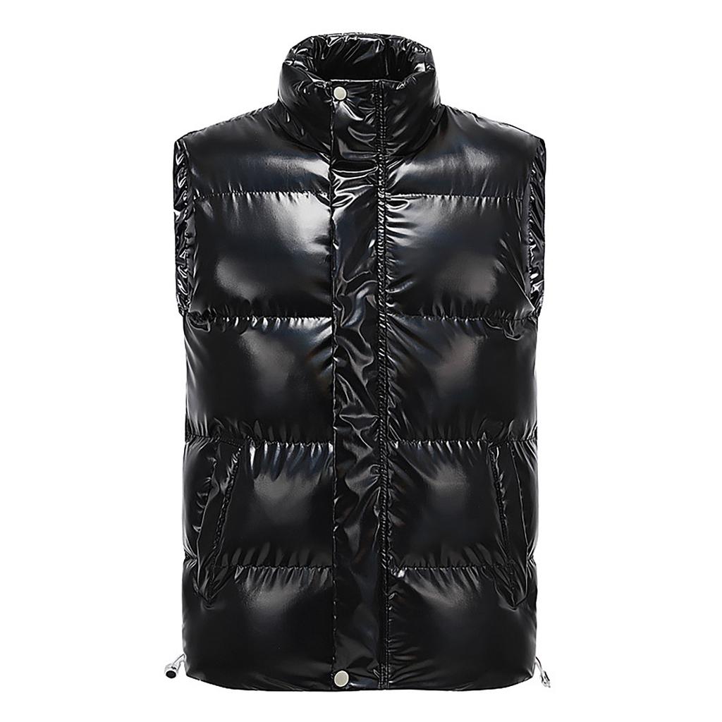 Men's Solid-color Zipper Vest, Men's And Women's Stand-up Collar Sleeveless Outdoor Casual Warm Vest Jacket