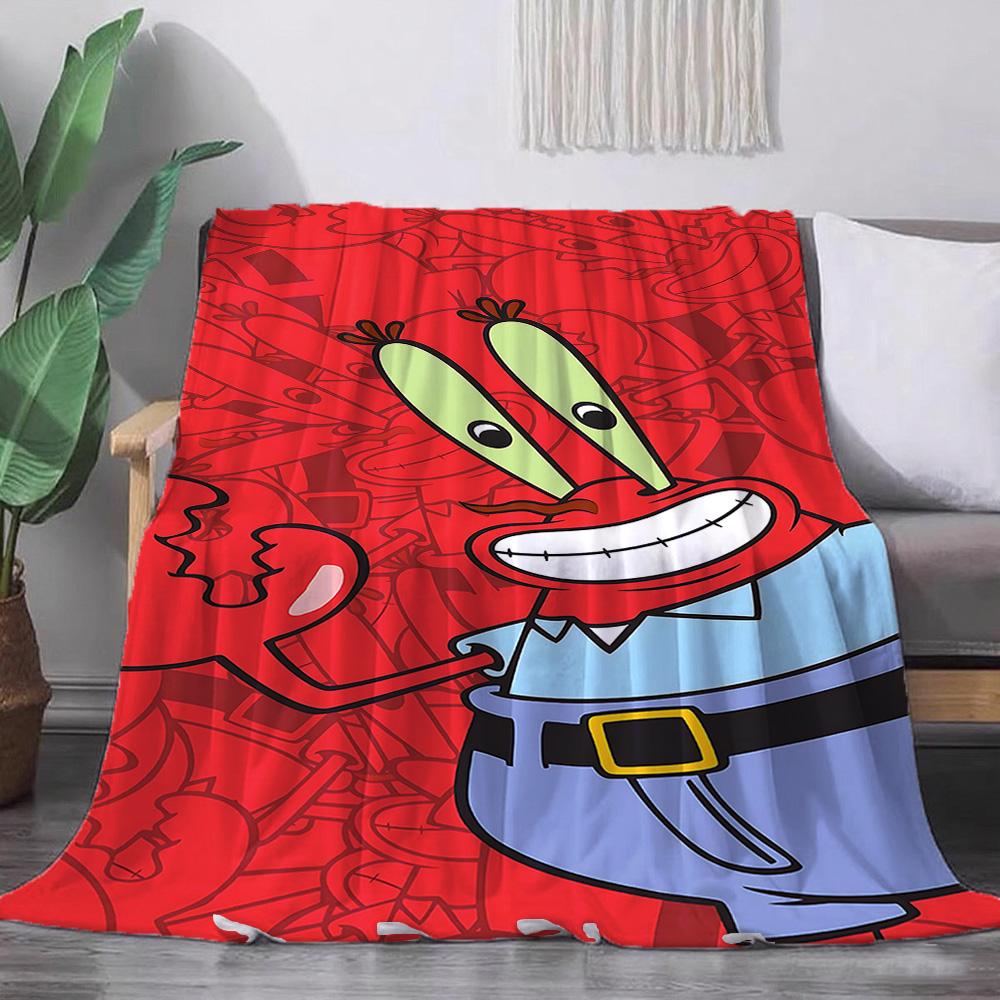 Kawaii S-SpongeBob Bed Blanket Throw Blankets for Winter Christmas Camping Bedspreads and Coverlets Summer Comforter Anime Sofa
