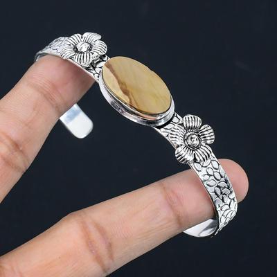 Landscape Jasper Gemstone 925 Sterling Silver Flower Birthday Anniversary Bangle
