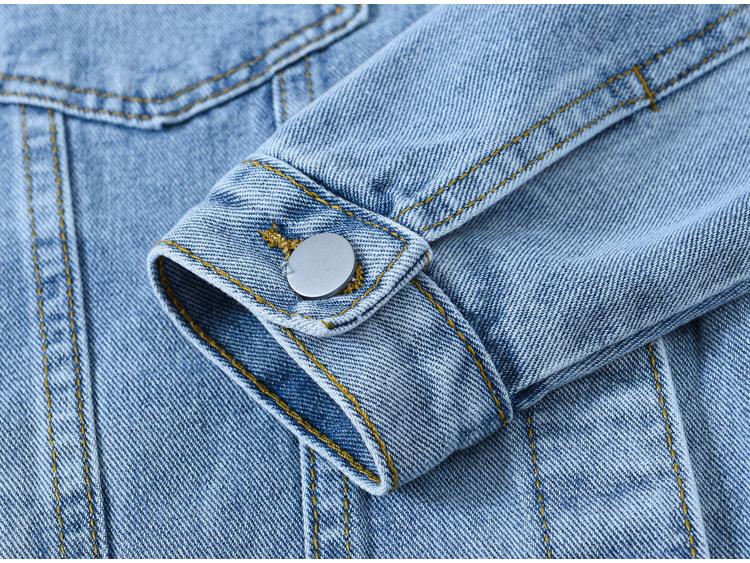 Retro Blue Denim Women's Plus Size Jacket - Trendy BF Style Top