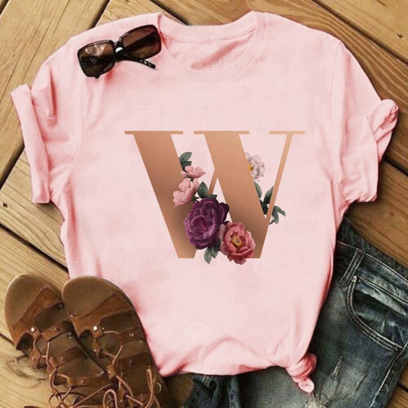 Stylish Gold 26 Letter Floral Print T-shirt Black Oversized for Men And Women Summer Polyester Fabric T-Shirt