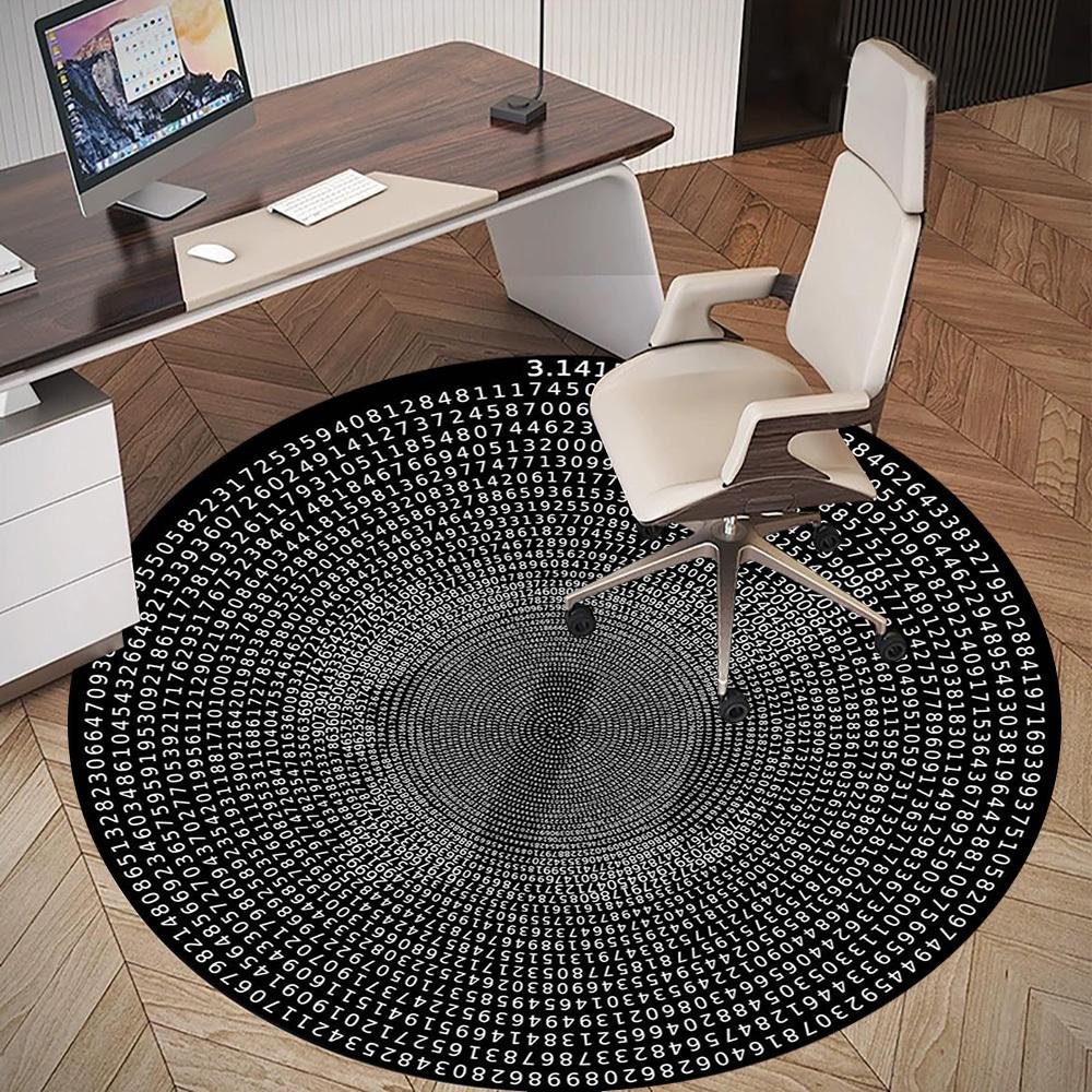 1pc Pi Numbers Pattern Office Round Rugs, Under Chair Round Rugs for Living Room, Bedroom, Bathroom Decoration Carpet 091808
