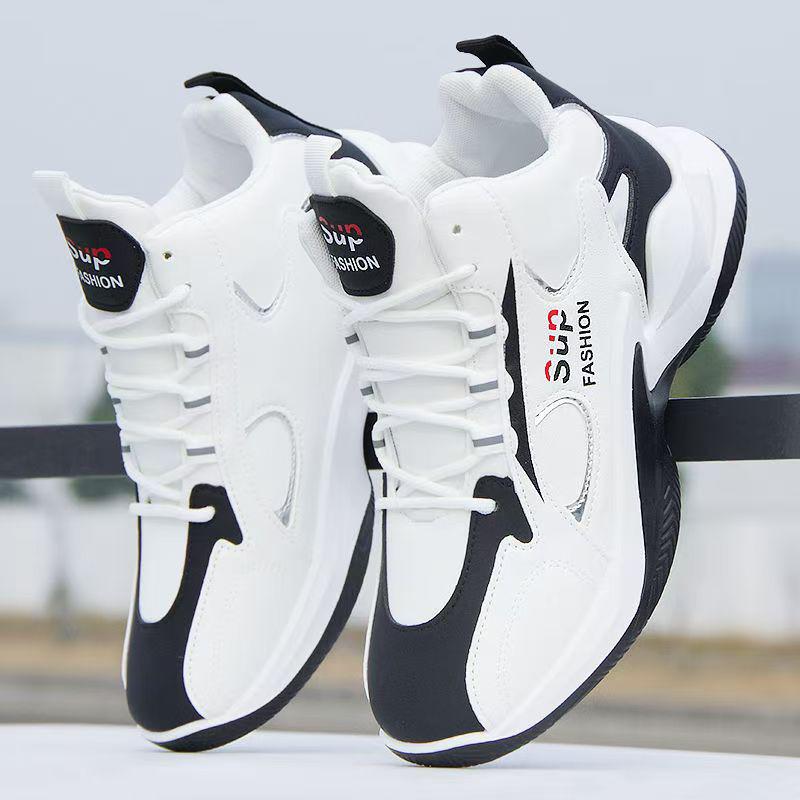 Men's Waterproof Leather High-Top Basketball Shoes: Durable, Trendy, and Perfect for Autumn.