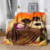 Coperta morbida in peluche 3D Masha e Orso, Cartone animato di Natale, Coperta in flanella, Plaid per Soggiorno, Camera da letto, Letto, Copertura per divano