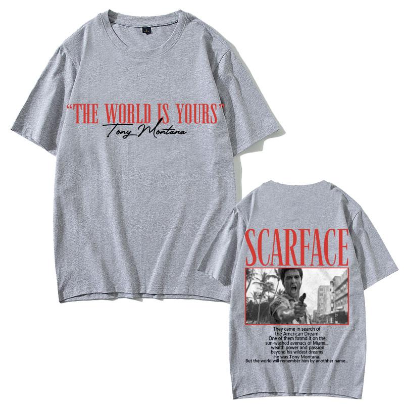 2025 Classic Gangsters Movie Scarface The World Is Yours Tony Montana Al Pacino Men Women Gothic Vintage Oversized T Shirts Y2k