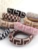 8pcs bold large towel print hair ring, high elasticity seam head rope ball head rubber band hair ornament