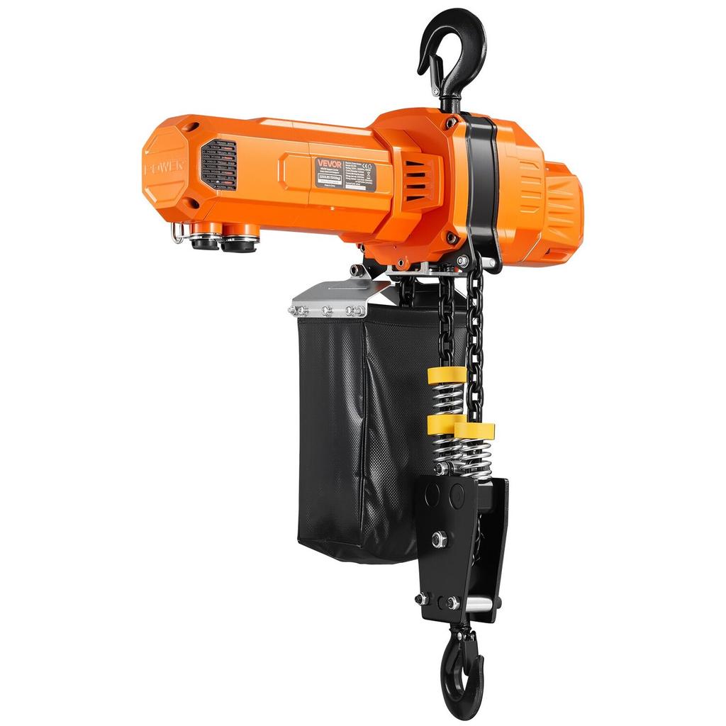 1000 kg Electric Chain Hoist, 6 m Lifting Height, 230V Single Phase Overhead Crane with 4.5 m Wired Remote Control, G100 Chain Electric Lift Hoist for