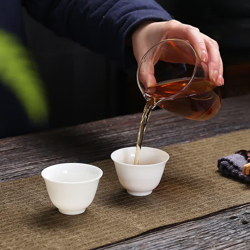 Gold-Traced Mutton Fat Jade Porcelain Travel Tea Set