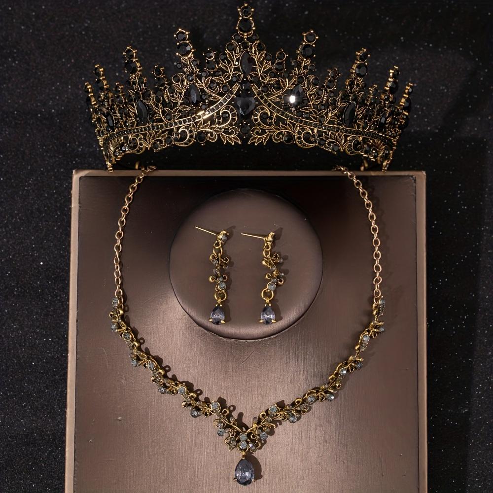 

Свадебные головные украшения Роскошный серебристый кристалл Капля воды Стразы Тиара Ожерелье Серьги Свадебный набор украшений из 4 предметов