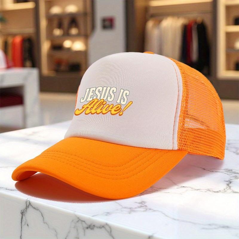 Jesus Is Alive Trucker Hat Polyester Mesh Baseball Cap Adjustable Casual Snapback Gift