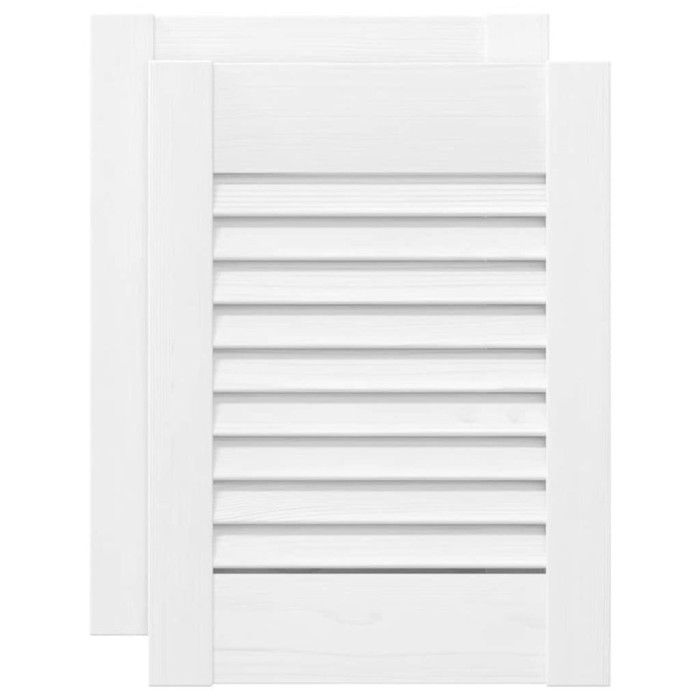 Portes d armoire à persiennes 2 pcs blanc 39,5x29,5 cm