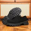 2025 autumn men's platform loafers lace-up cowhide suede leather shoes big head fashion casual platform men's shoes