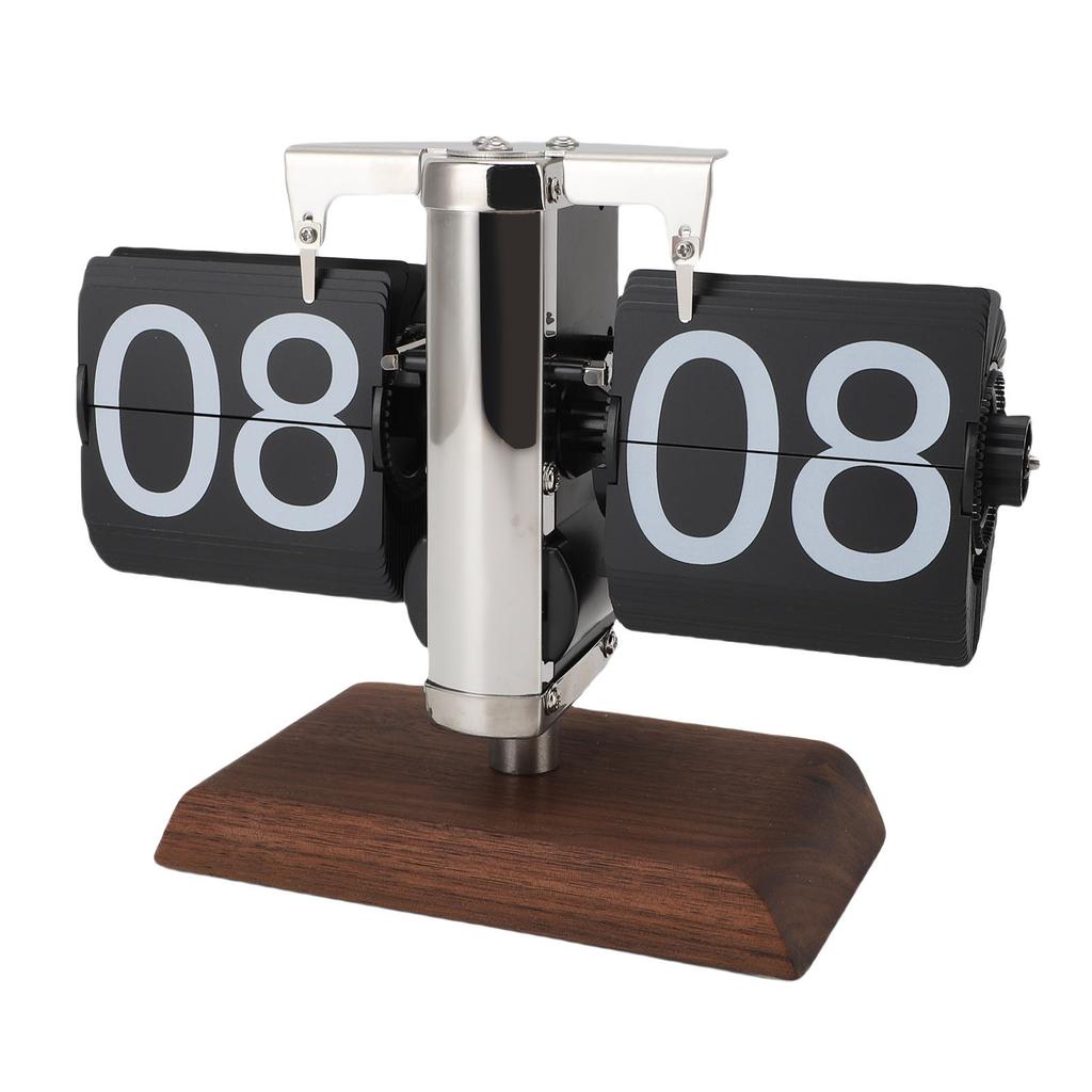 Flip Desk Clock Vintage Large Number 24 Hours Auto Flip Down Mechanical Clock for Home Living Room