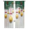 Christmas Golden Decoration Ball Tulle Sheer Window Curtains For Living Room Bedroom Christmas Decoration Voile Curtains Drapes