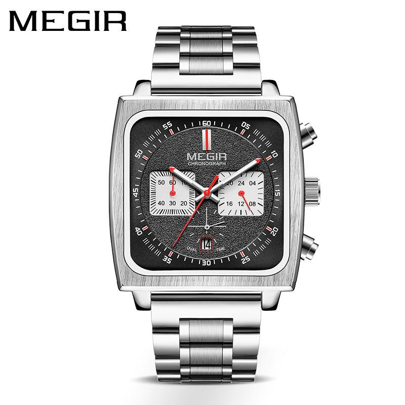 Men S Square Multi-Function Timing Three-Eye Six-Pin Luminous Calendar Watch 2182