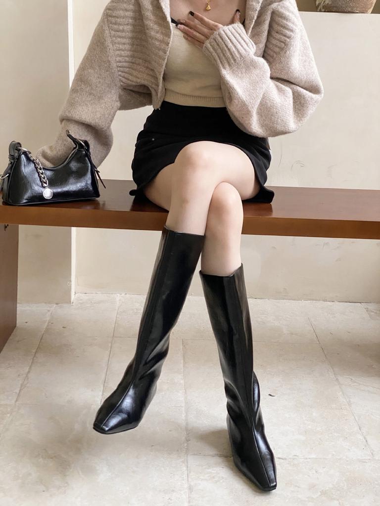 2025 Winter New Pointed Wedge Heel Inner Height Temperament Thin French Fashion Sexy Beauty Female Internet Celebrity Boots