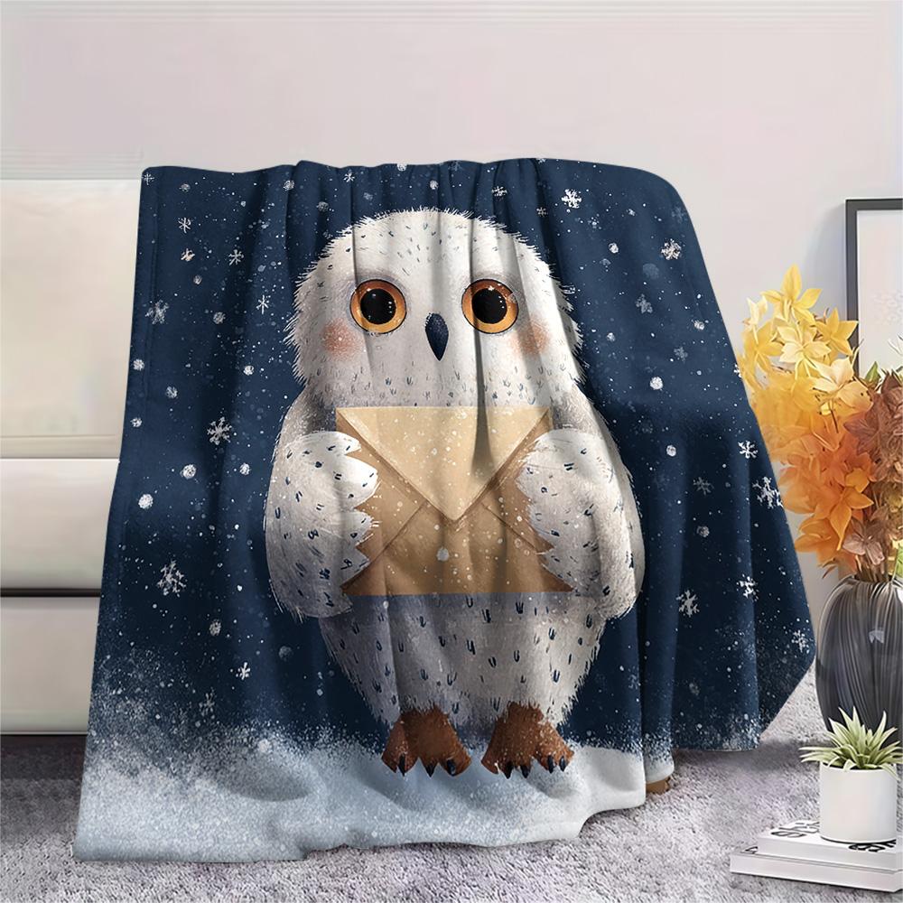 Eulen-Print Flanelldecke, Hohe Qualität, Bequem für alle Jahreszeiten, Heimdekoration, Wärme und Komfort, Perfekt für Weihnachtsgeschenke