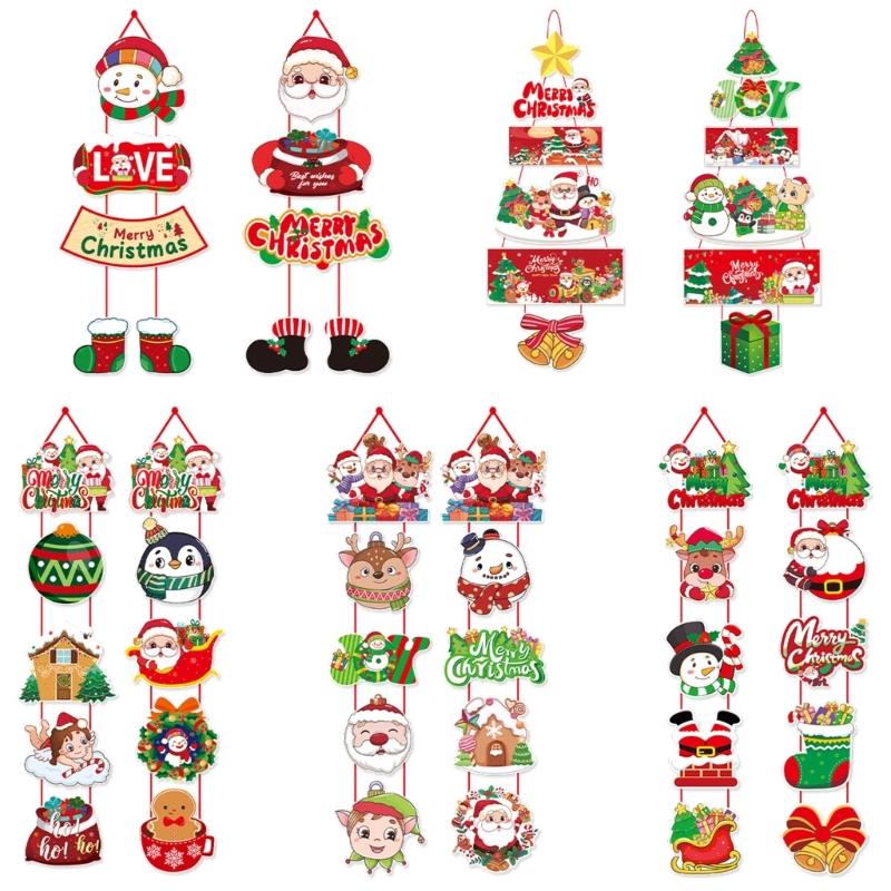 Festival Door Hanging Set Bright Color Modern and Efficient Christmas Wall Art For Home Office Party Decoration