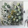 Eucalyptus Leaves Shower Curtain, Gloomy Love Of Nature On Neutral Watercolor Art Background, Cloth Fabric Bathroom De