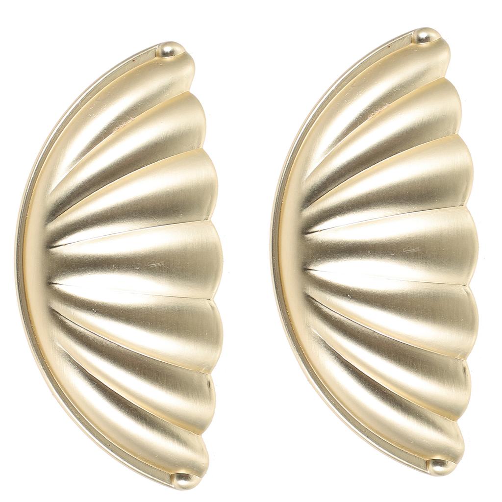 2Pcs Sophisticated Matte Metal Cabinet Handle Shell Shape Pull for Dresser Drawer Wardrobe Kitchen Living Room Furniture