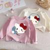 Girls Cotton Long Sleeve T Shirt Cute Cartoon Print Ruffle Crew Neck Base Layer Top For Autumn
