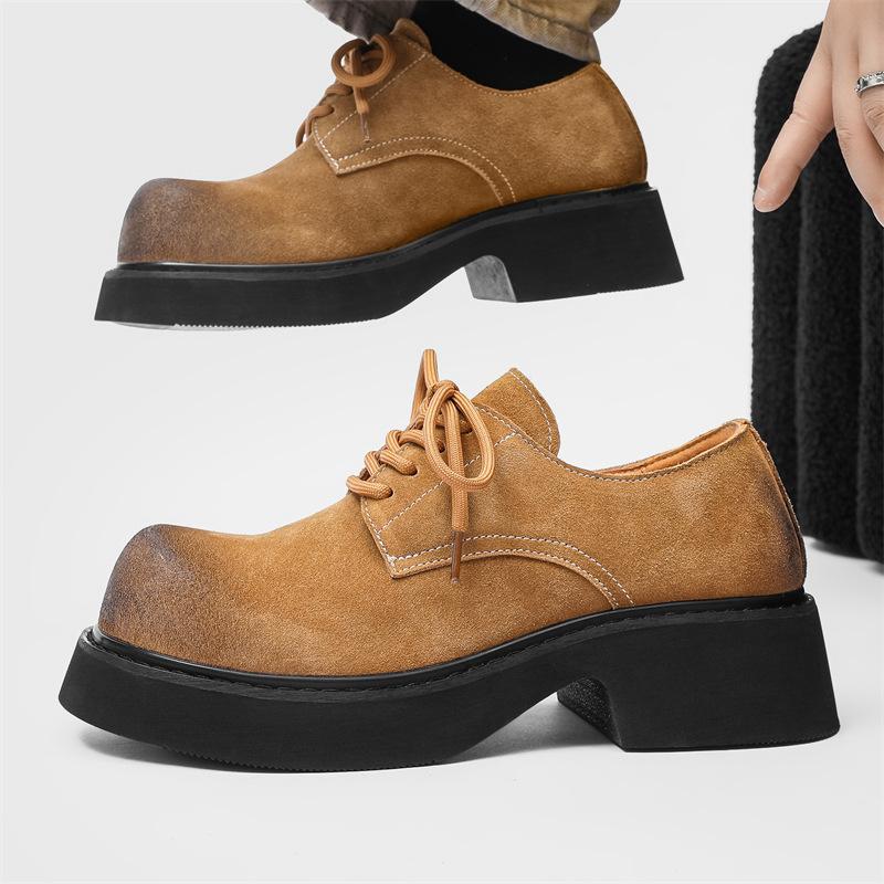 Derby Shoes Men's Shoes Big Head Leather Shoes Summer Breathable Versatile Single Shoes Loafers Trendy Laces 9522-H