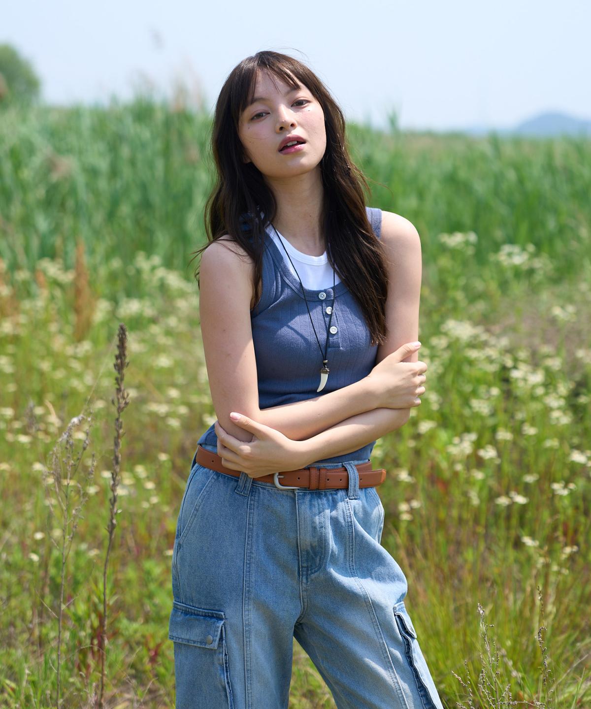 Fake Camper Women S Eyelet Button Sleeveless [Navy] Navy/Free