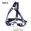42Mm Stainless Steel Ball Gag With Faux Leather Harness  Toys Black Gags