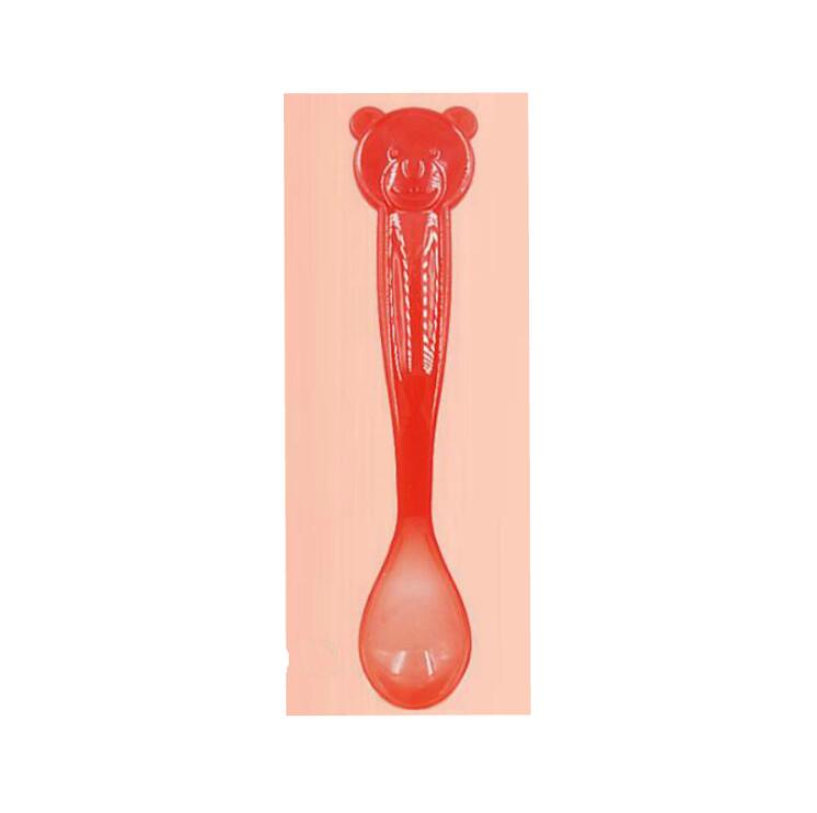 

Дитяча ложка Термочутлива барвиста безпечна ПП Ложка + Вилка Протиковзаюча ручка червоний