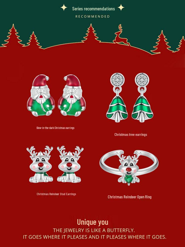 Everlove Christmas Reindeer Sterling Silver Stud Earrings for Women - BSE920