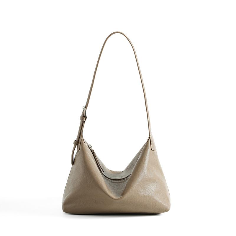 Top Layer Vegetable Tanned Cowhide Armpit Classic Hobo Bag, Versatile Leather Shoulder Crossbody Bag, Women's Dumpling Bag