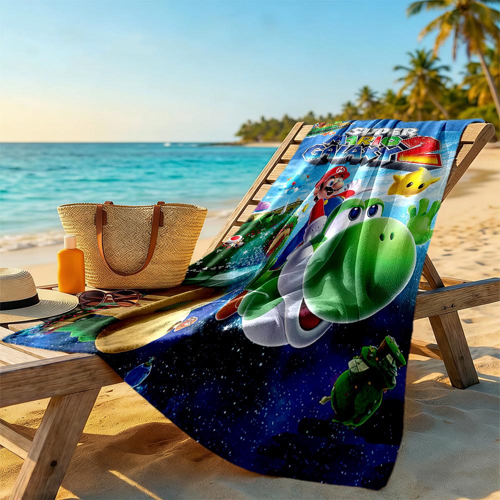 Mario Theme Beach Towel Super Soft & Absorbent Comfortable Lightweight Perfect for Traveling Yoga Camping and Swimming