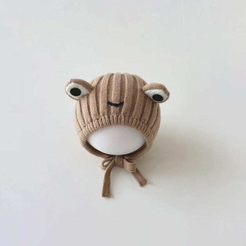 Baby Wool Hat Cute Big-Eyed Frog Ear Protection Hat Winter Thickened Warm Knitted Hat Gift For Kids