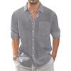 Camicia Casual da Uomo a Maniche Lunghe, Monocolore, Bottoni, Puro Cotone