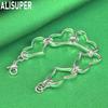925 Sterling Silver Openwork Heart Side Chain Exquisite Bracelet Gift Jewelry