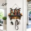 Dark Aesthetic Wall Art Halloween Entryway Key Holder with 4 Hooks Wooden Hanging Sign Mount Rack for Keys Bags And Leashes Home Organizer Mudroom