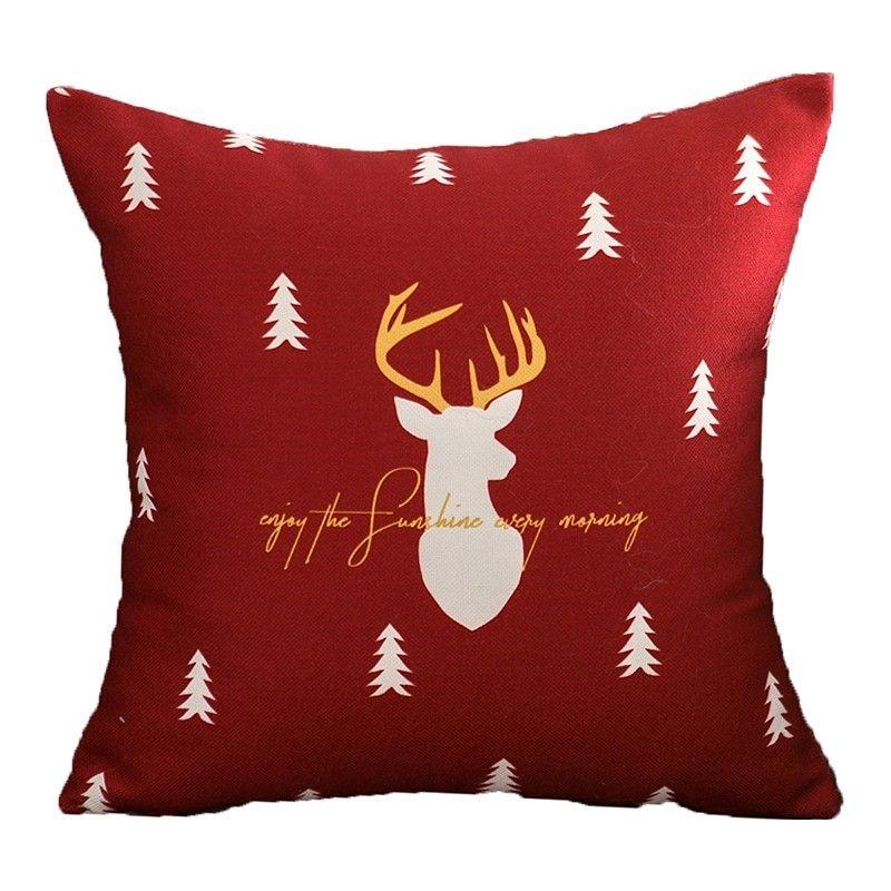 Christmas Cartoon Pillow cover,Santa Claus,reindeer,snowman,cute Pillowcase,home Celebration,red Creative Gift