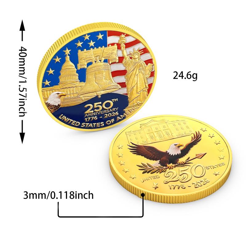 Usa Moneta Commemorativa del 250° Anniversario 1776-2026 Aquila Americana Moneta Souvenir Artigianato Metallico Emblema