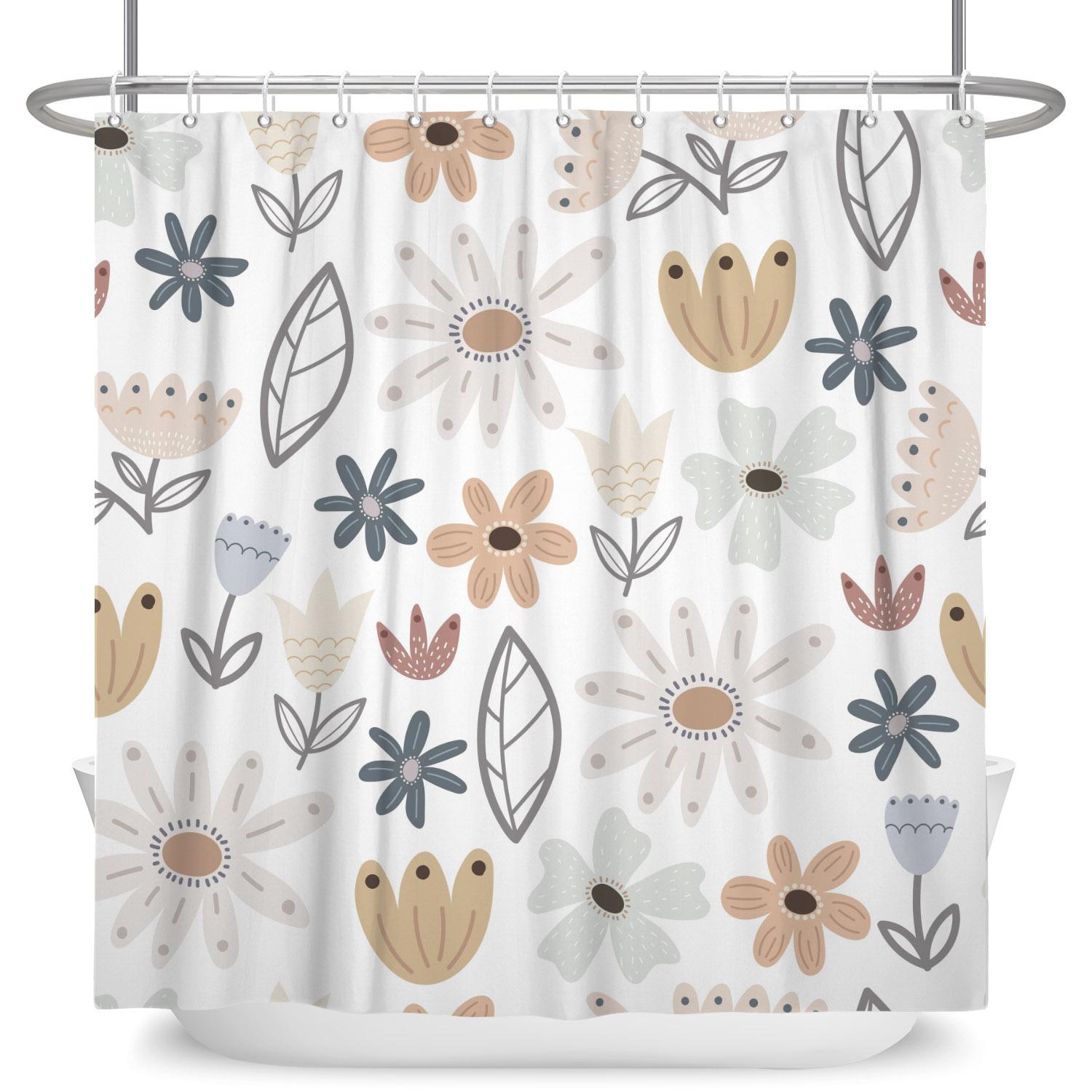 

Cute Animal Shower Curtains Lion Dinosaur Flower Pattern For Kids Bathroom Decor Waterproof Bath Curtain Polyester With Hooks W60H190(CM)-1 Pcs