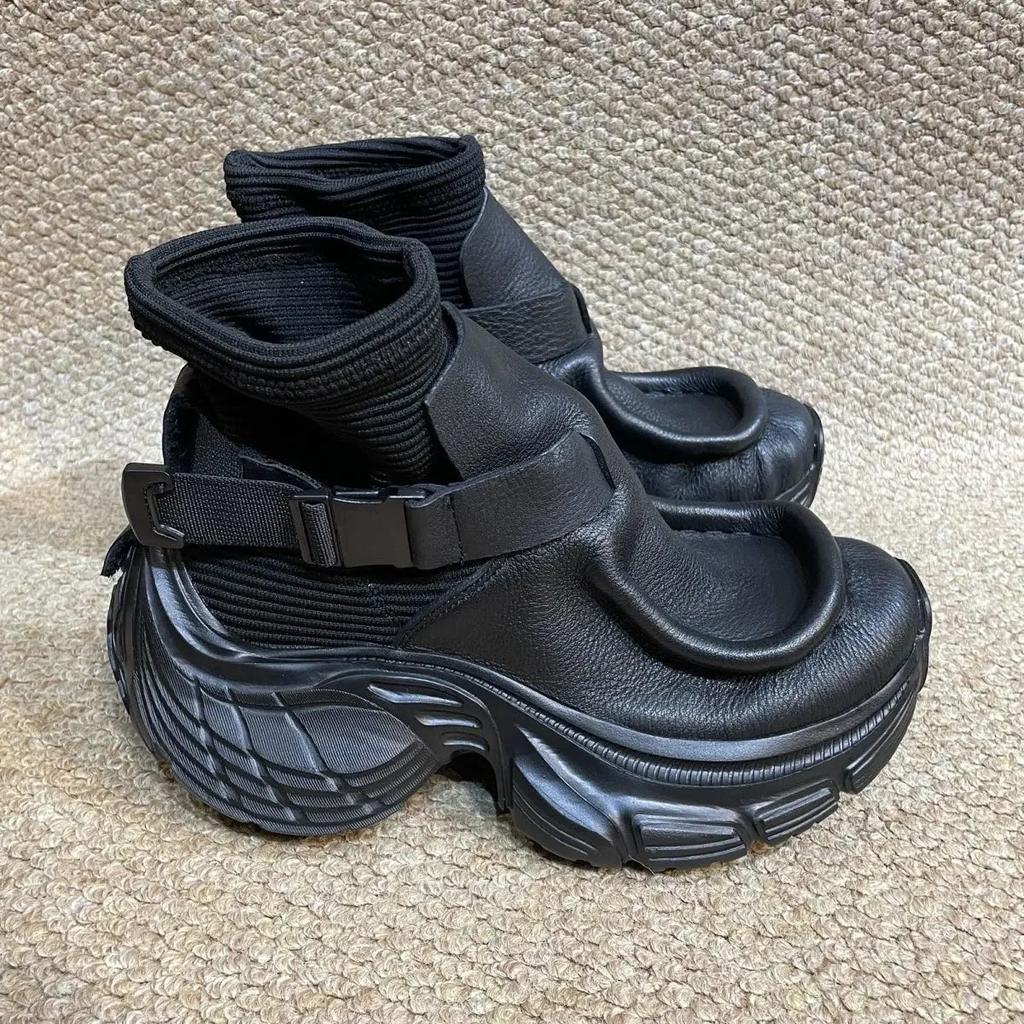High Top Sneaker Plus Size 45 46 Herr Designer Socksko Mode Casual Läder Tyg Andningsbar Höjdökande Platåskor