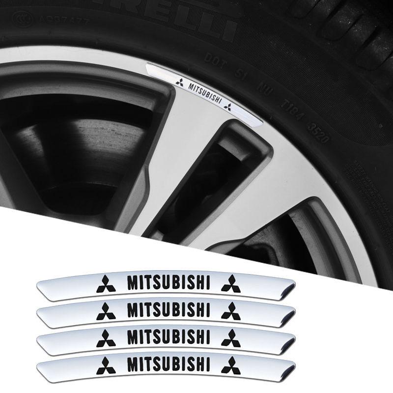 Car Wheel Hub Rim Strip Logo Sticker For Mitsubishi Outlander L200 Eclipse Triton ASX EVO Lancer Pajero Attrage Ralliart Delica