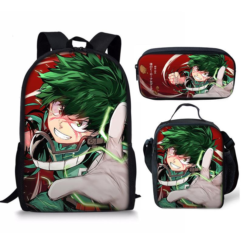 My Hero Academy Backpack Three Piece Set My Hero Academy Shoulder Bag Pencil Case Backpack
