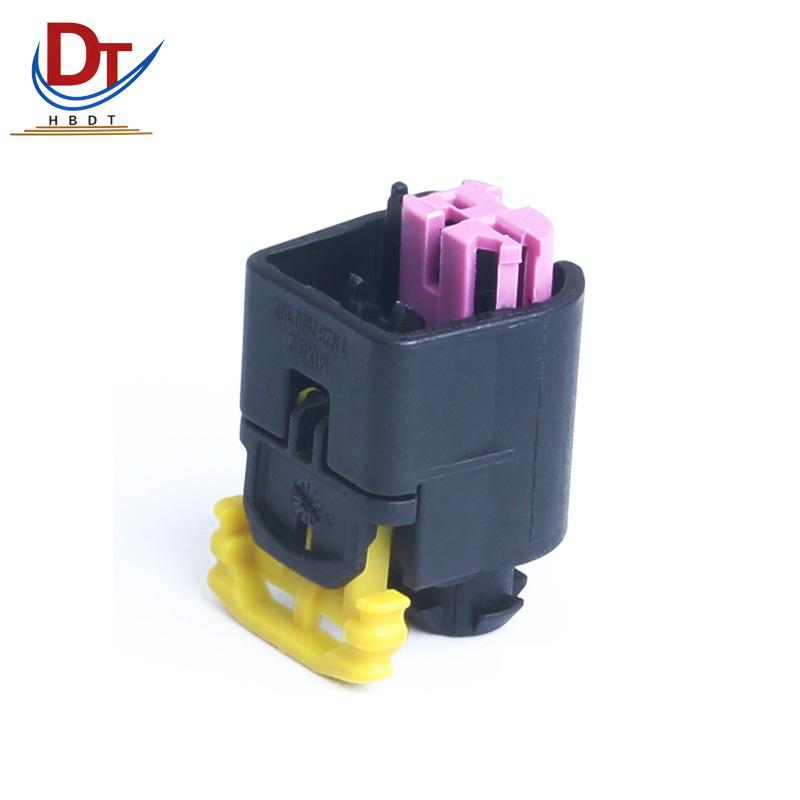 2-Pin Automotive Wiring Harness with Protective Sleeve and Plastic Housing