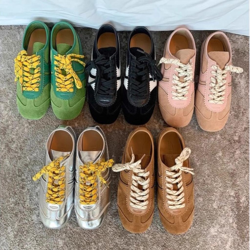 Soft Leather Soft Sole Retro German Training Shoes Women's Leather Lace-up Flat Casual Board Shoes 2025 Autumn and Winter New Forrest Gump Shoes