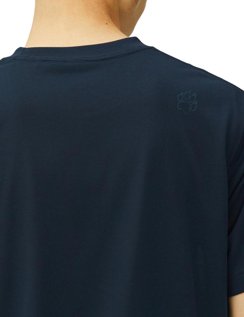 Short Sleeve Moisture Quick Moisture JP WOLF FACE EMB SS High Performance Daily Use Blue [Jack Wolfskin] Men's T-Shirt (TEXADRI Absorbent, Drying,